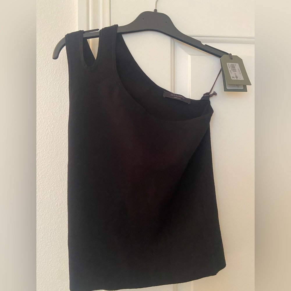 All Saints Laurel black one shoulder top